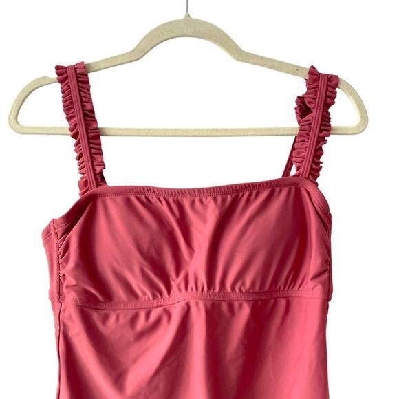 Kona Sol Pink One-Piece Swimsuit with Ruffled Straps | Size Medium - Picture 2 of 5